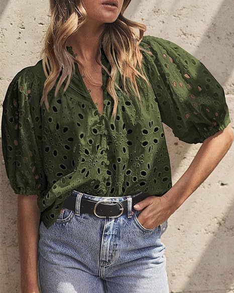 Blouse à manches bouffantes œillets pour femmes Chic und Stil