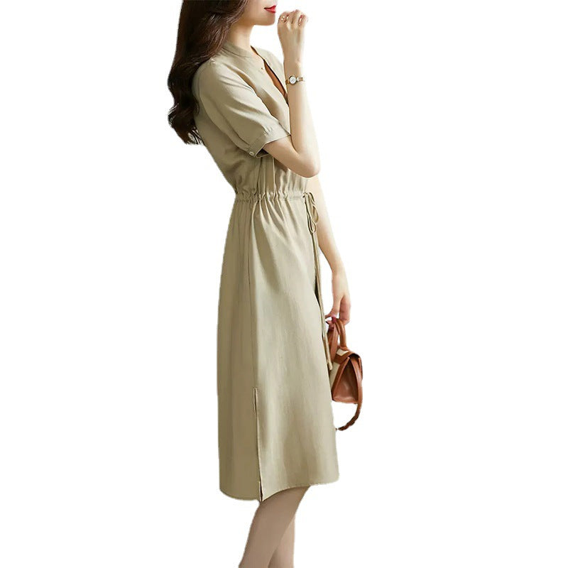 Robe midi décontractée à boutons pour femmes Chic und Stil