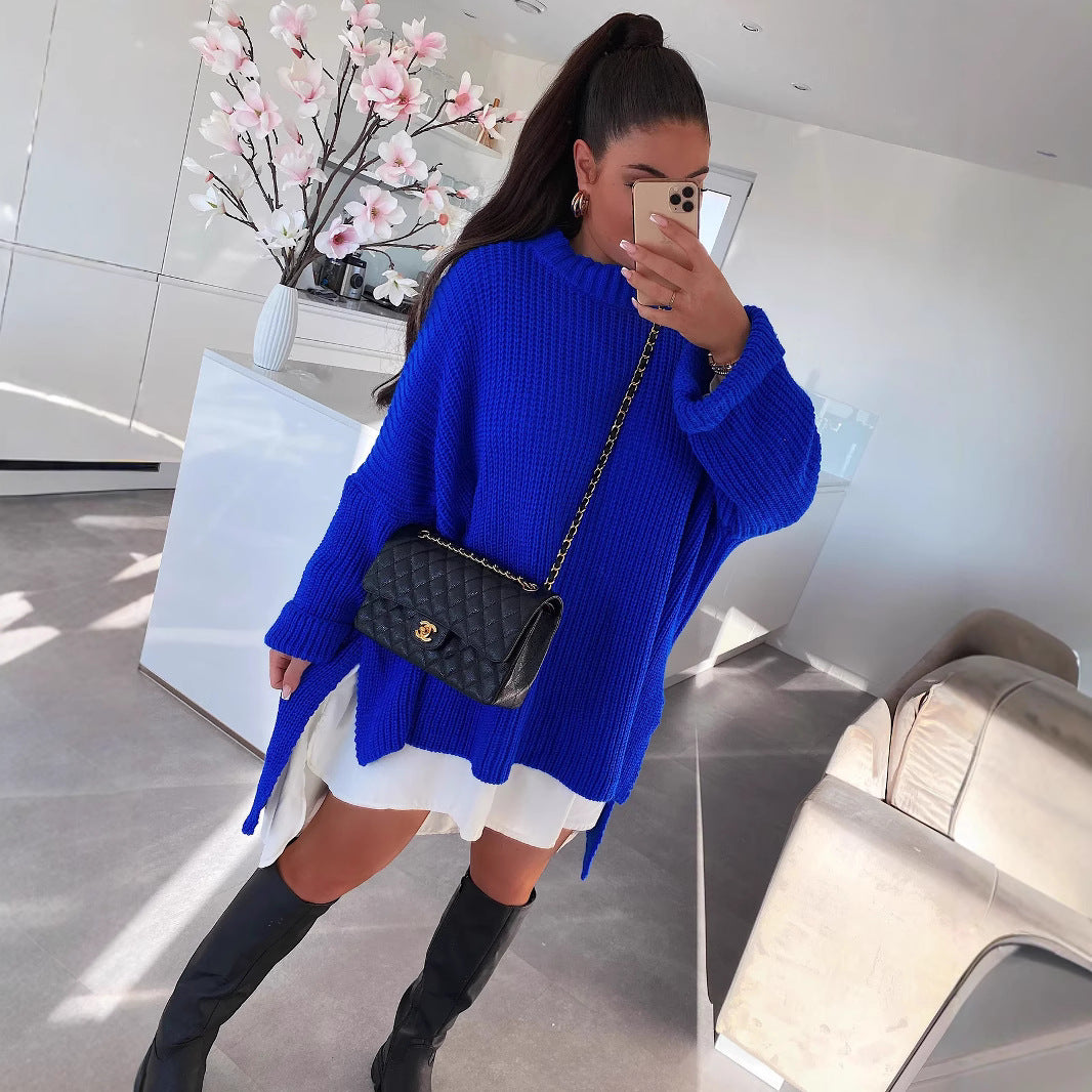 Pull oversized en maille épaisse pour femme avec décolleté en V et coupe décontractée Chic und Stil