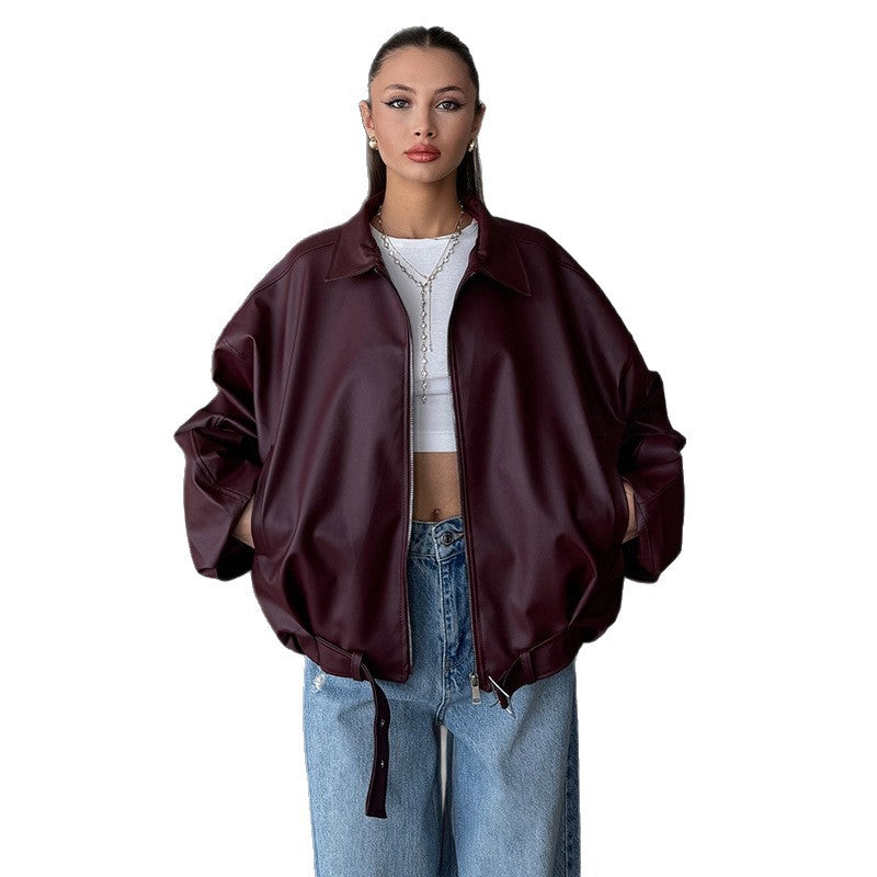 Dames élégante veste en cuir synthétique Chic und Stil