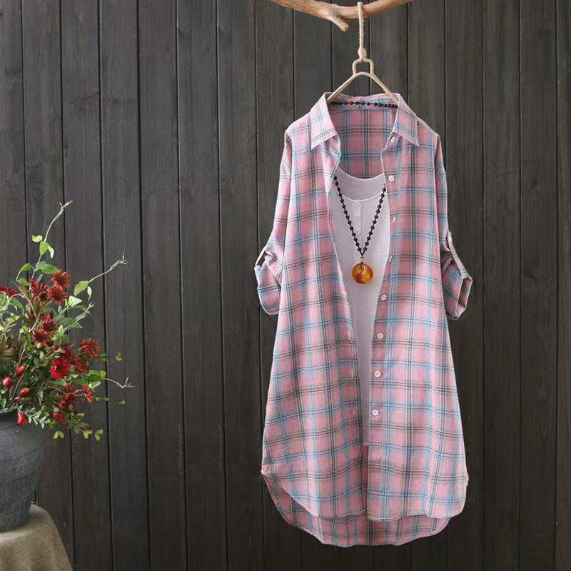 Blouse à boutons légère à carreaux Chic und Stil pour femmes