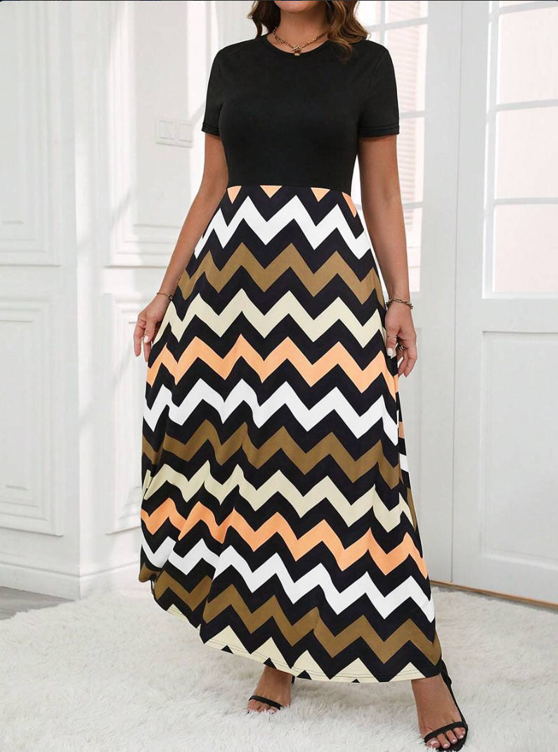 Robe maxi femme avec un motif zigzag moderne Chic und Stil