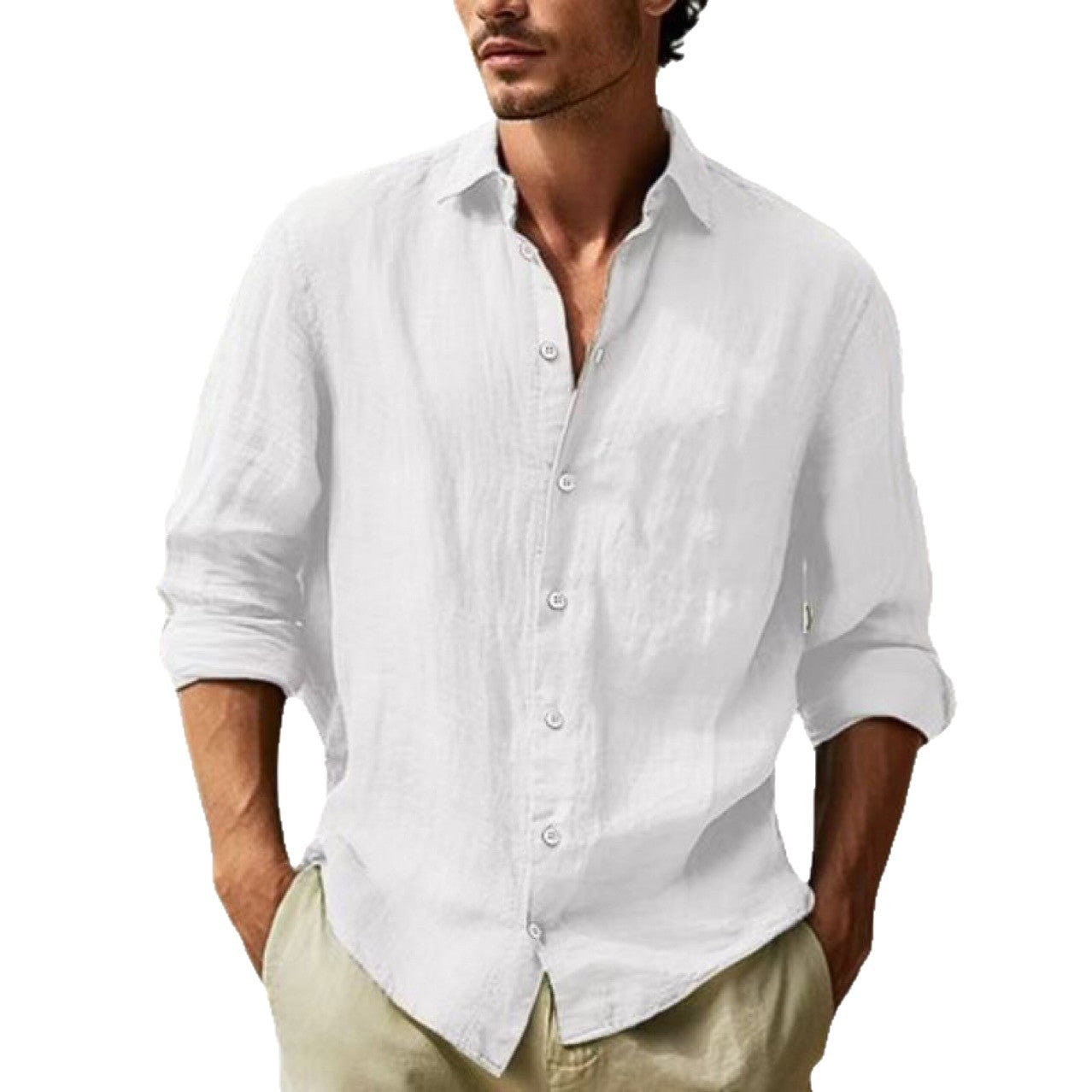 Chemise en lin légère pour hommes avec patte de boutonnage courte et coupe décontractée Chic und Stil