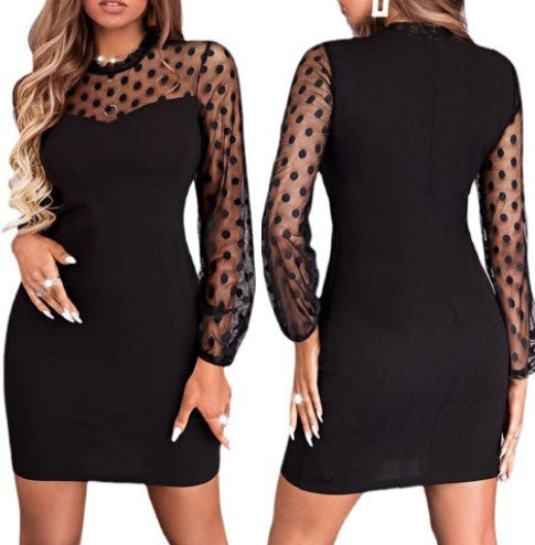 Robe mini à manches transparentes à pois Chic und Stil