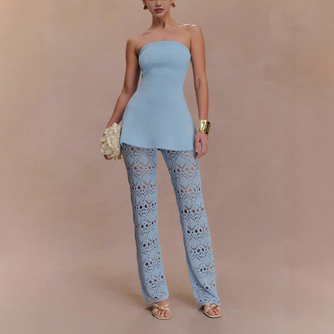 Dames élégant haut avec un pantalon en crochet léger Chic und Stil