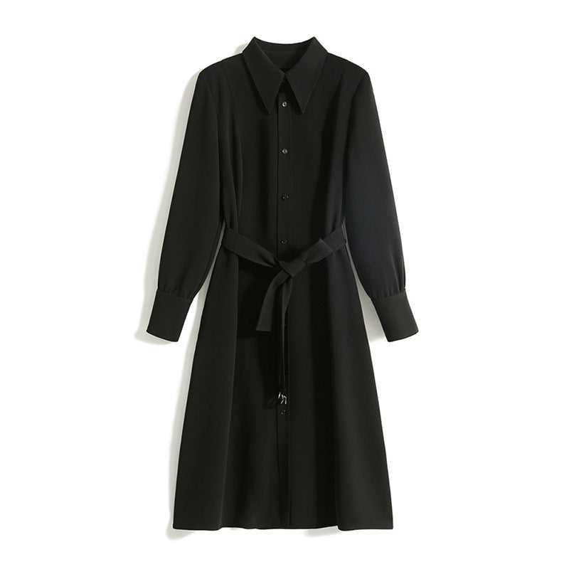 Robe chemise mi-longue élégante pour femmes avec ceinture à nouer Chic und Stil