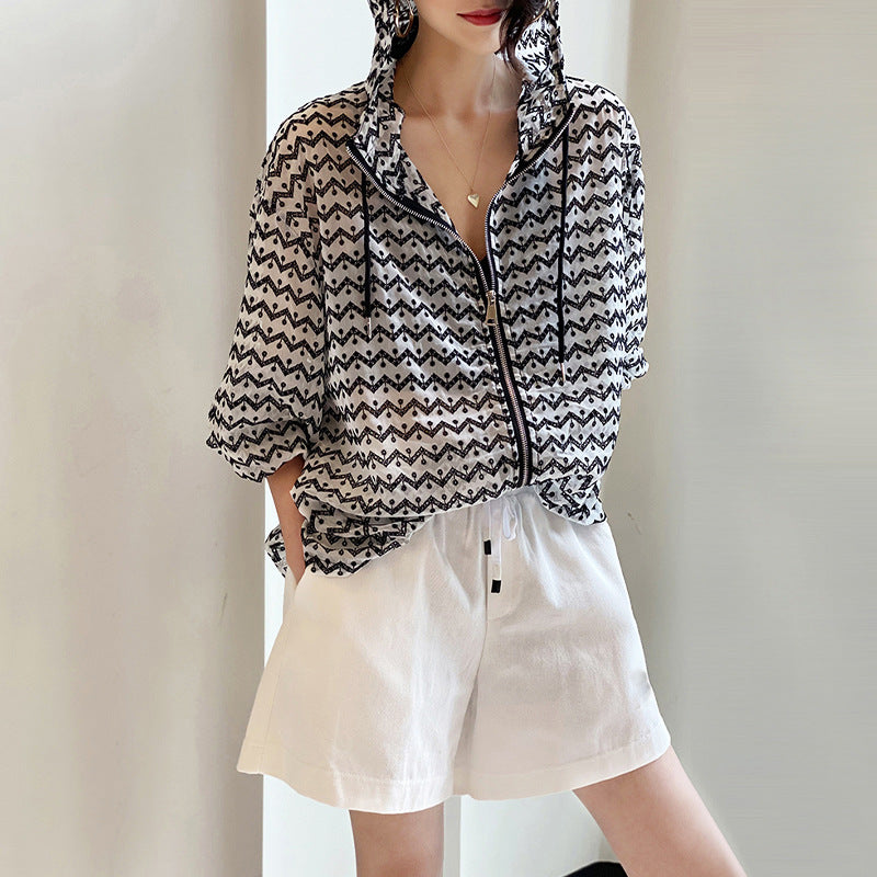 Tunique à capuche géométrique pour femmes Chic und Stil