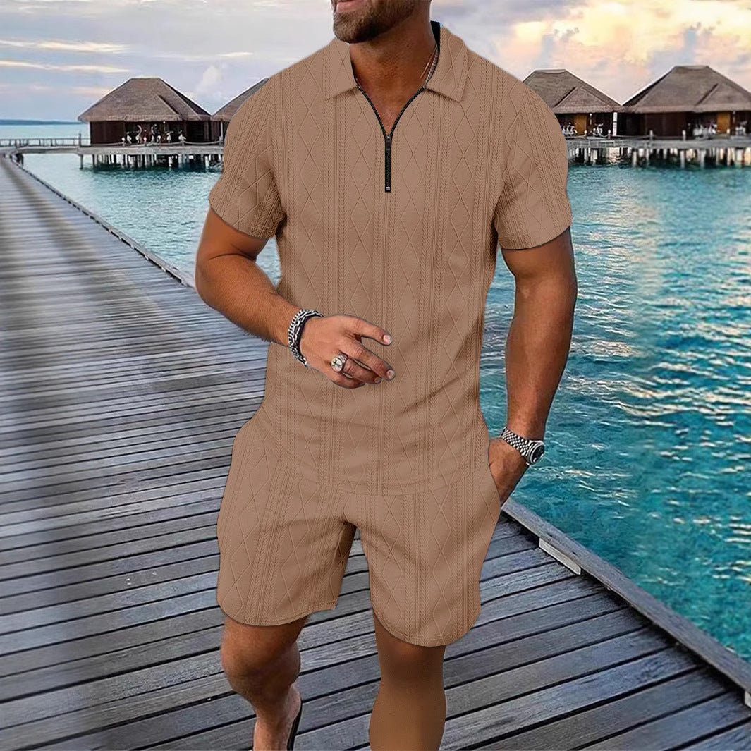 Survêtement décontracté à zip structuré pour hommes Chic und Stil