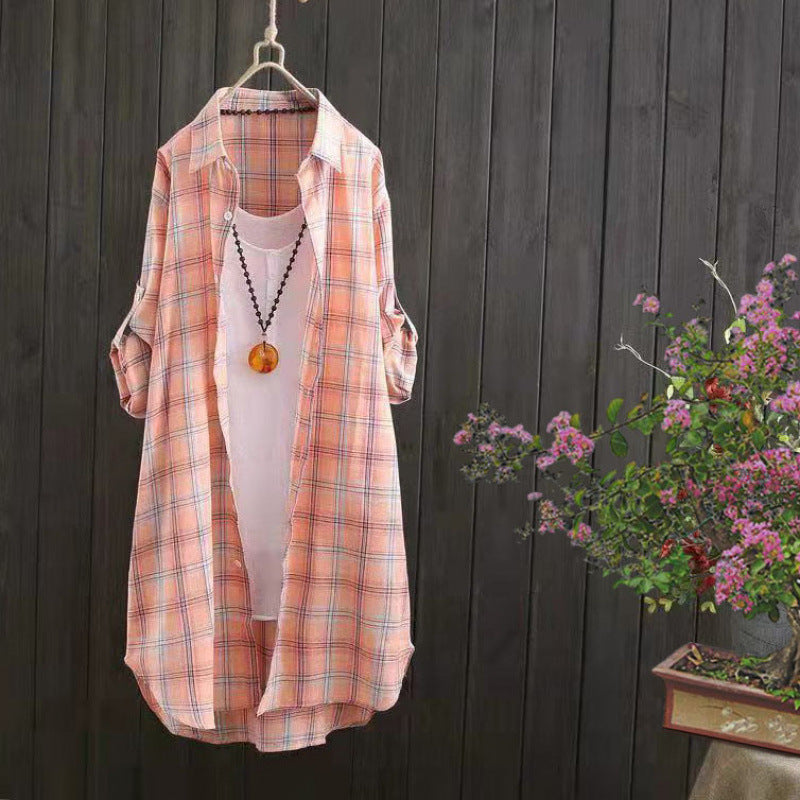 Blouse à boutons légère à carreaux Chic und Stil pour femmes
