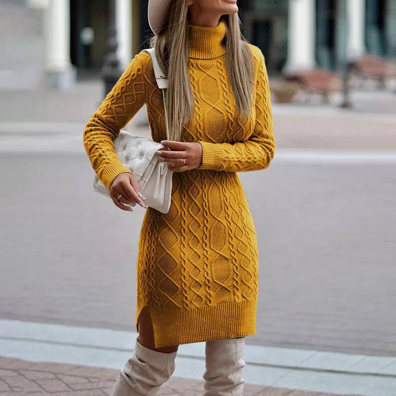 Robe en tricot pour dames avec col roulé Chic und Stil