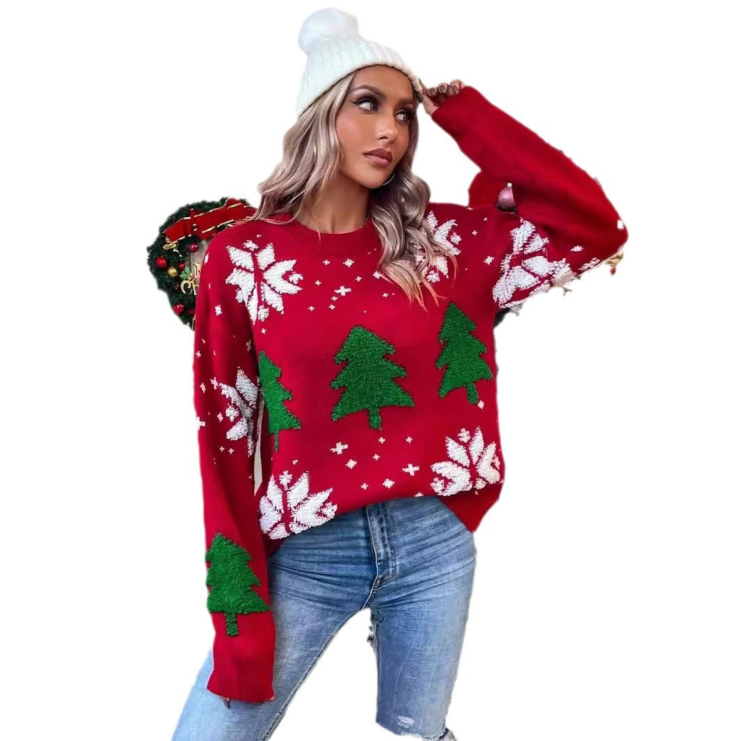 Pull en tricot pour femmes avec motif de Noël festif et design retravaillé Chic und Stil