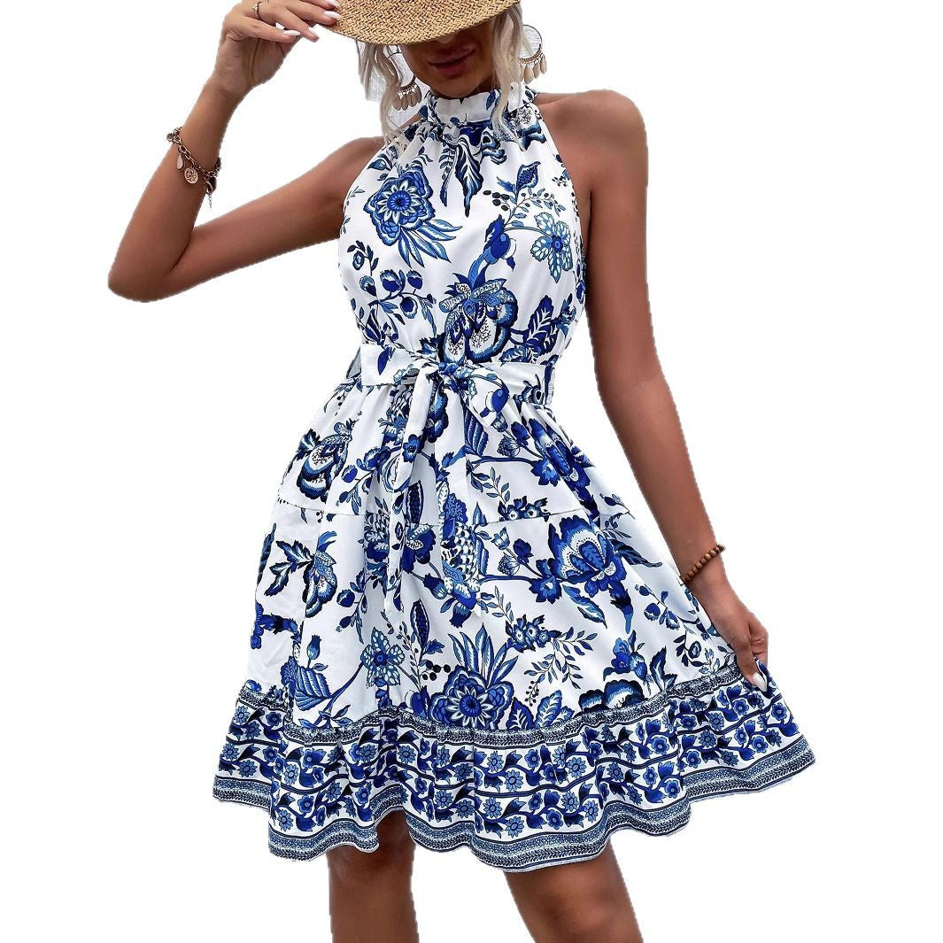 Robe Midi Fleurie Femme avec Design Dos Nu Chic und Stil