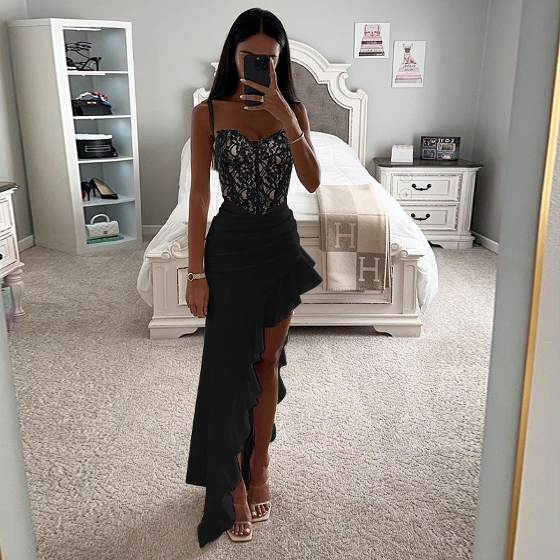 Robe maxi corsage à volants Chic und Stil pour dames