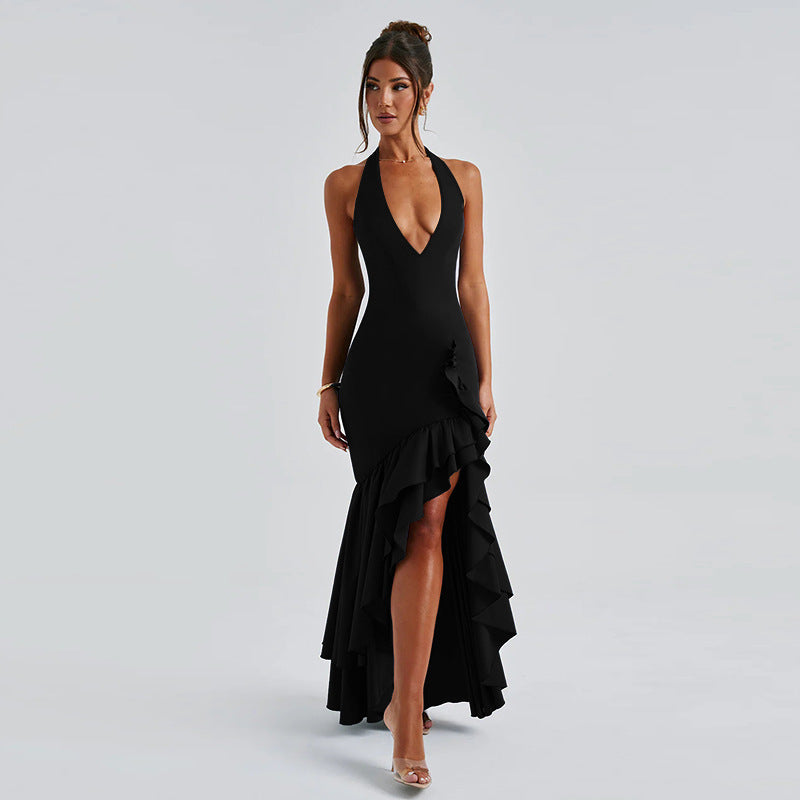 Robe de soirée à col halter à volants Chic und Stil