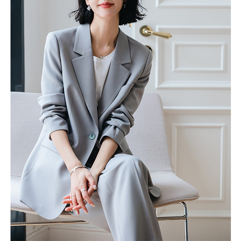 Veste ajustée pour femmes et ensemble de pantalon large Chic und Stil