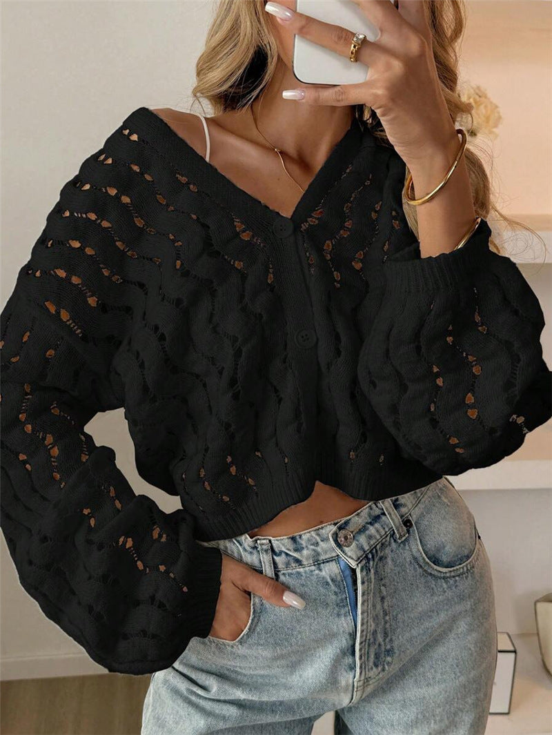 Pull en tricot pour femmes avec un motif de trou unique et une coupe décontractée Chic und Stil