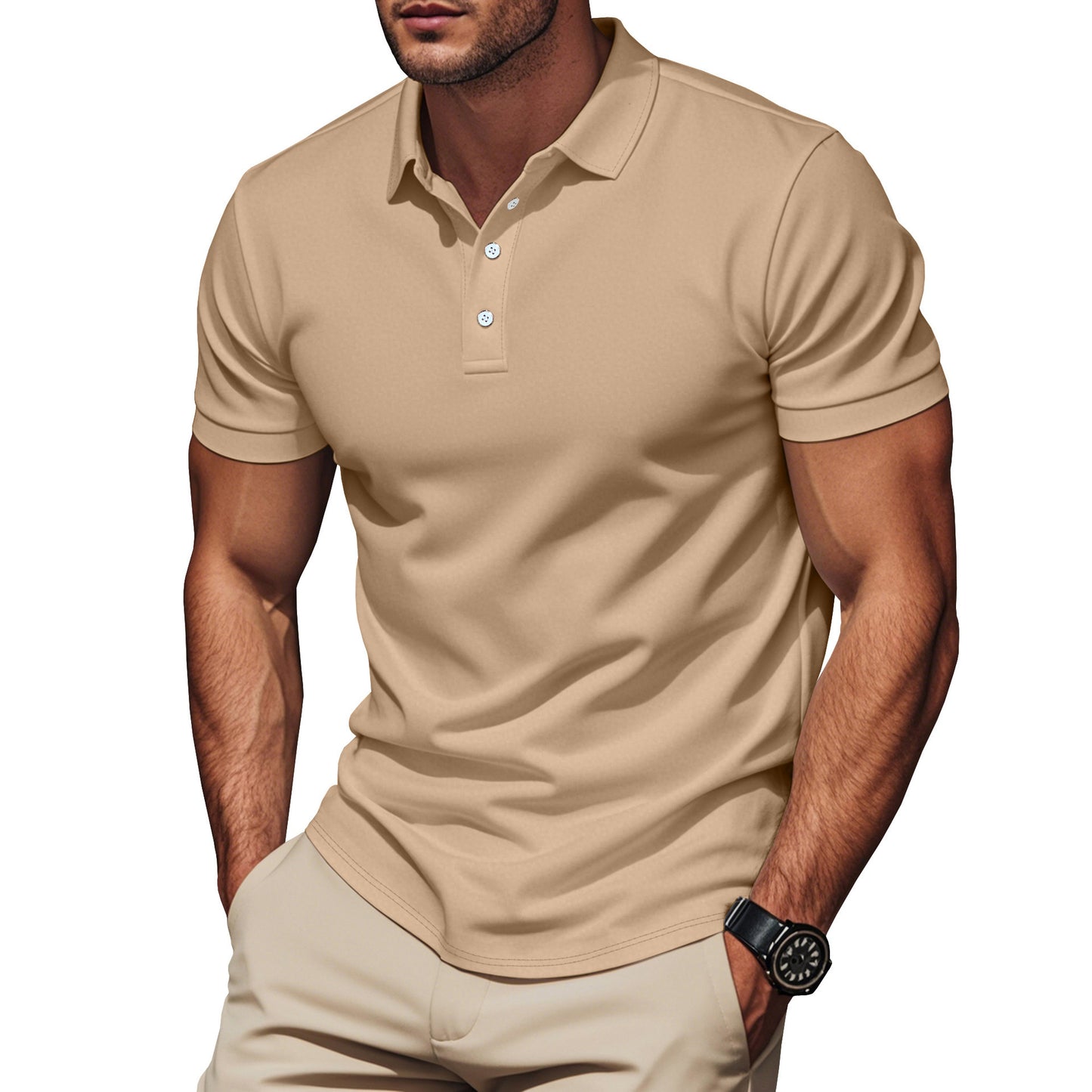 Polo pour hommes à la mode en matériau respirant avec design texturé Chic und Stil
