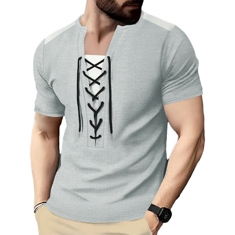 Chemise à manches courtes pour homme avec design sportif à lacets Chic und Stil