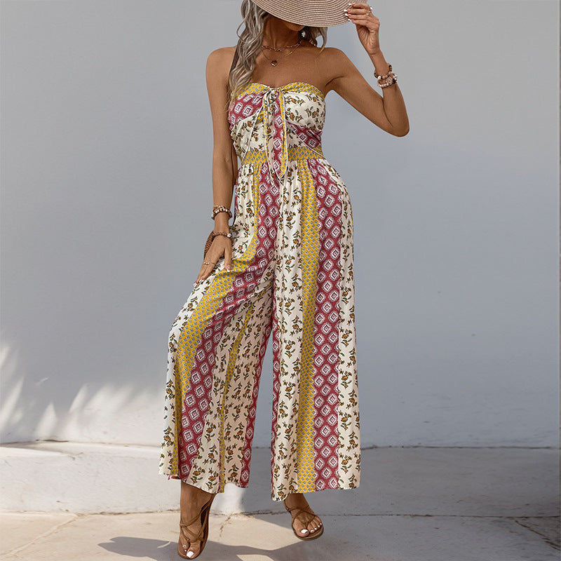 Robe maxi sans manches bohème pour femme avec ceinture élégante nouée Chic und Stil