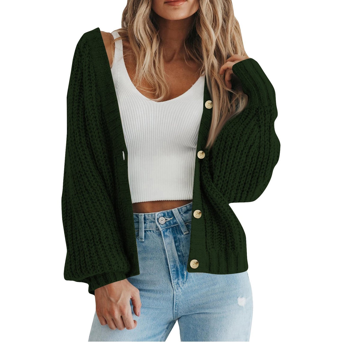Cardigan en maille épaisse pour femme avec détails en bouton et coupe ample Chic und Stil