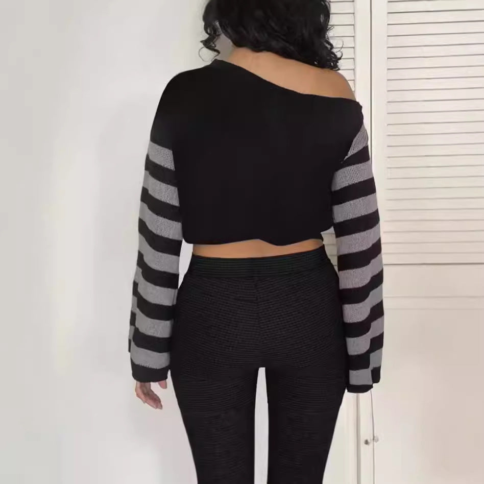Pull oversized à la mode pour femmes avec un design créatif en spirale et un motif rayé Chic und Stil