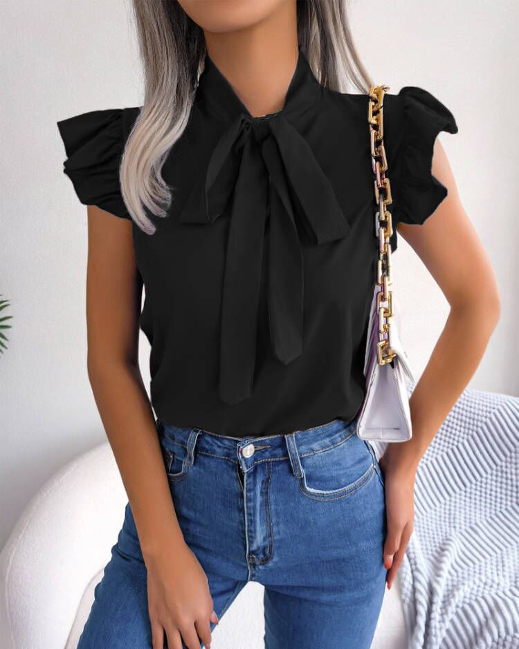 Dames blouse élégante à nœud Chic und Stil