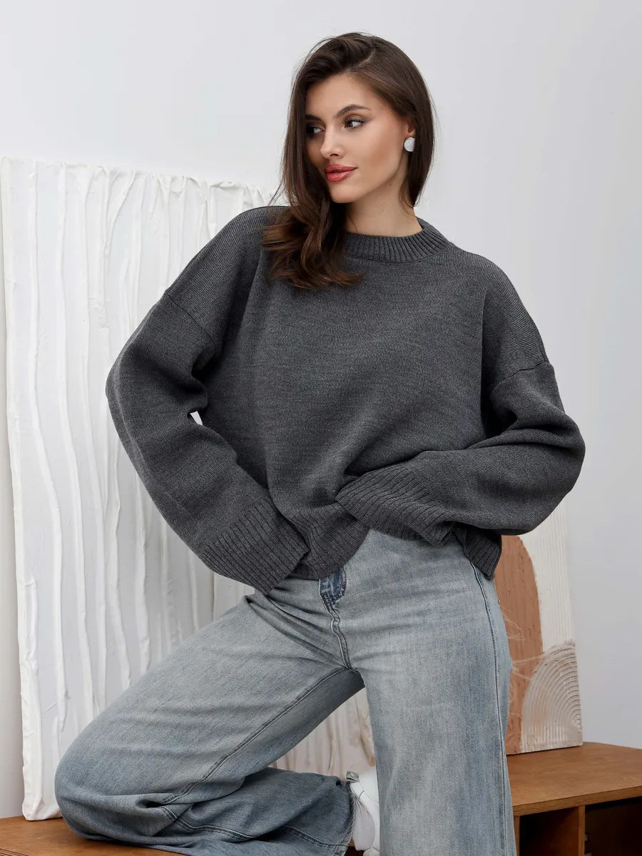 Dames Pull ample confortable avec motif côtelé texturé Chic und Stil