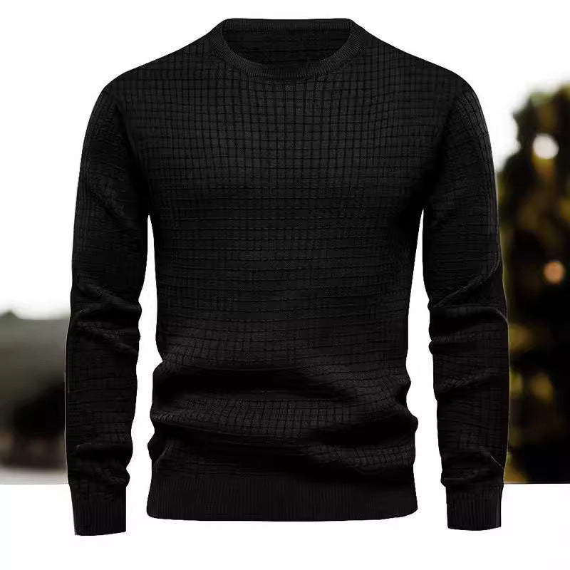 Pull élégant structuré pour hommes avec col rond et manches longues Chic und Stil