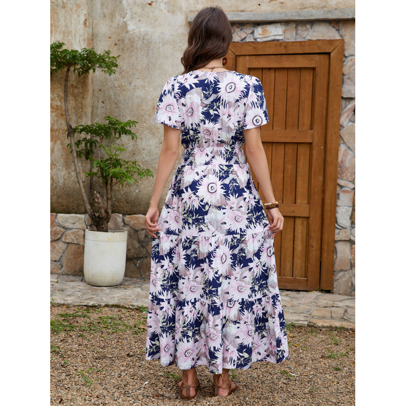 Robe midi enveloppante à fleurs pour femmes Chic und Stil