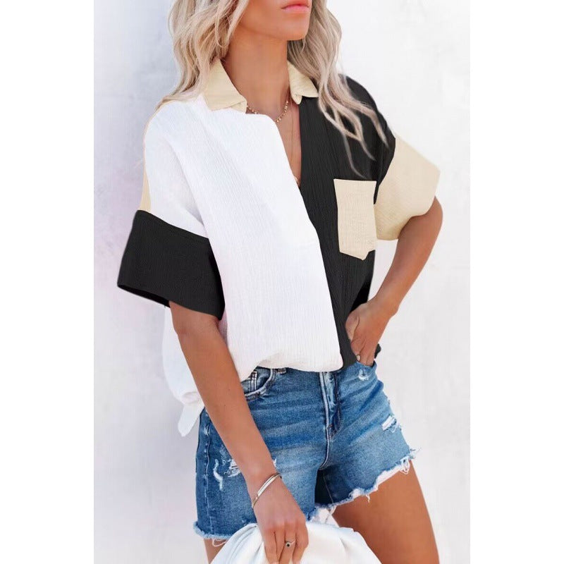 Chemise à boutons color-block pour femmes Chic und Stil