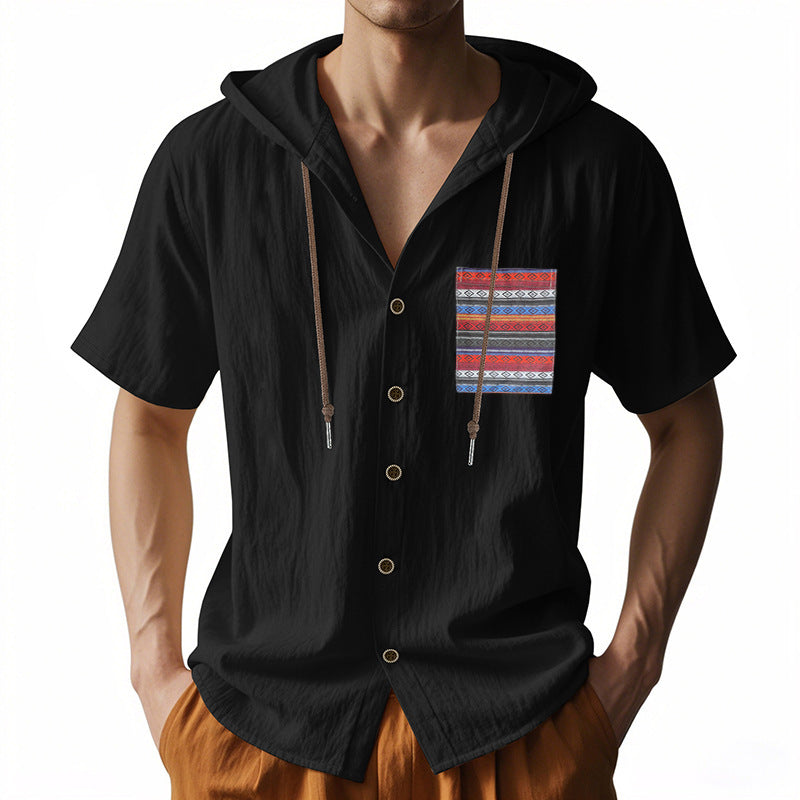 Chemise décontractée à manches courtes pour hommes avec capuche et motif coloré Chic und Stil