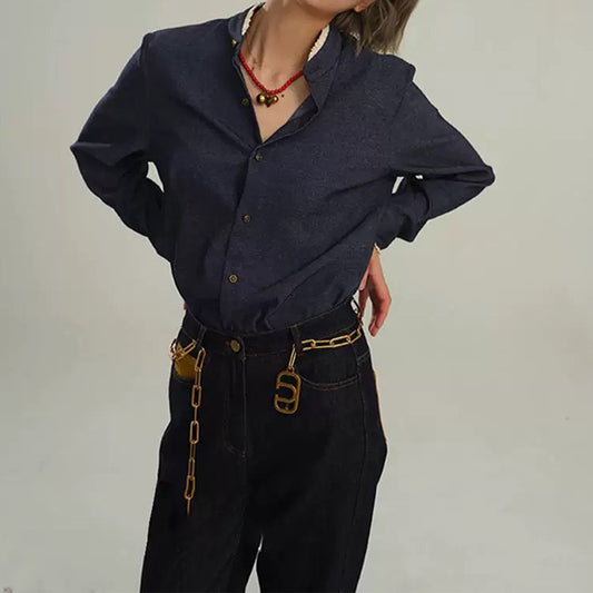 Chemise en denim à boutons pour femmes Chic und Stil