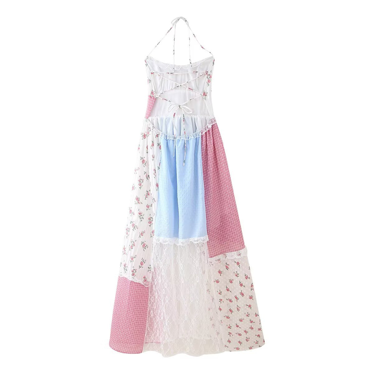 Robe maxi femme avec un look patchwork floral et à carreaux Chic und Stil