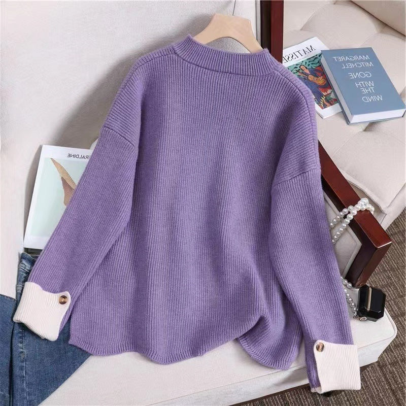 Pull en tricot décontracté pour femmes avec des détails décoratifs de nœuds et de boutons Chic und Stil