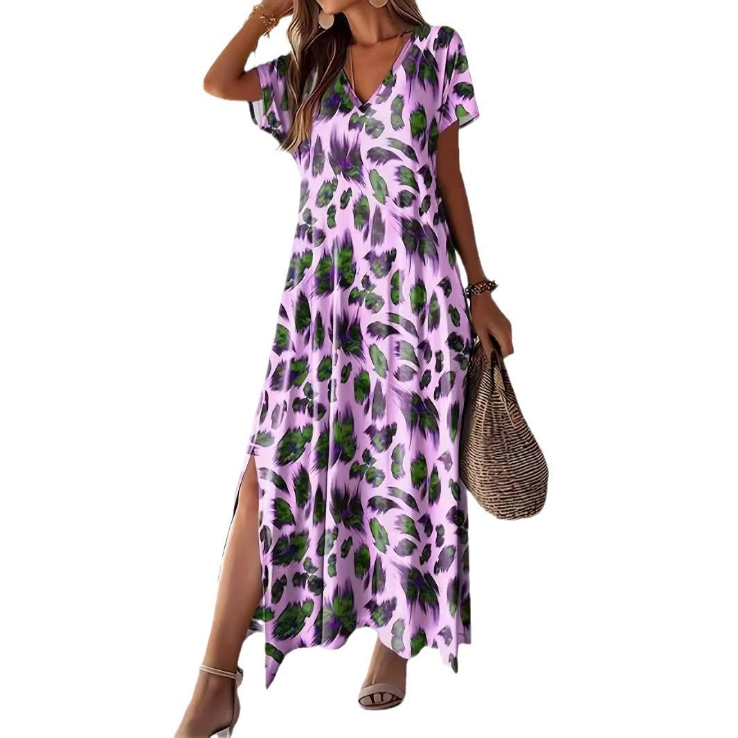 Robe maxi femme avec élégant décolleté en V et fentes latérales Chic und Stil