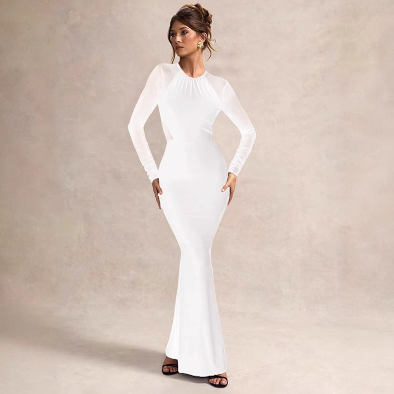 Robe longue élégante pour femme en bodycon avec des manches transparentes et une coupe raffinée Chic und Stil