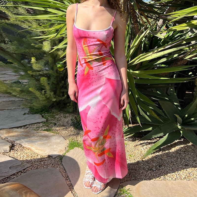 Robe maxi à bretelles spaghetti à motif floral Chic und Stil