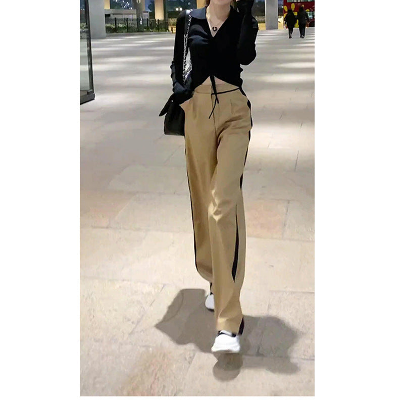 Pantalons larges taille haute pour femmes avec des rayures contrastées Chic und Stil