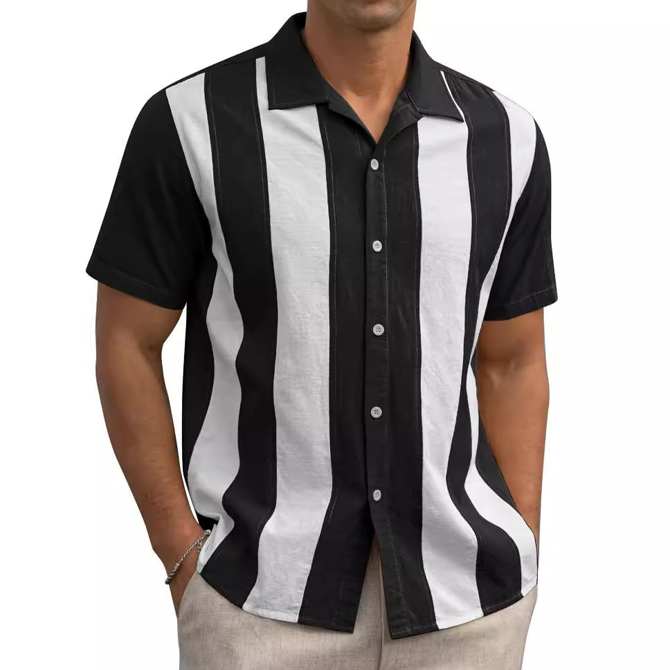 Chemise à manches courtes pour hommes avec un motif rayé élaboré Chic und Stil