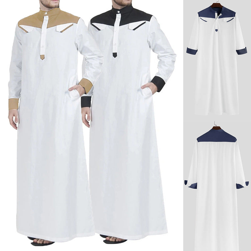Hommes robe longue traditionnelle avec col moderne et poches pratiques Chic und Stil