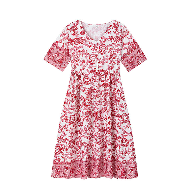 Robe midi chic et stylée à motifs floraux pour femmes