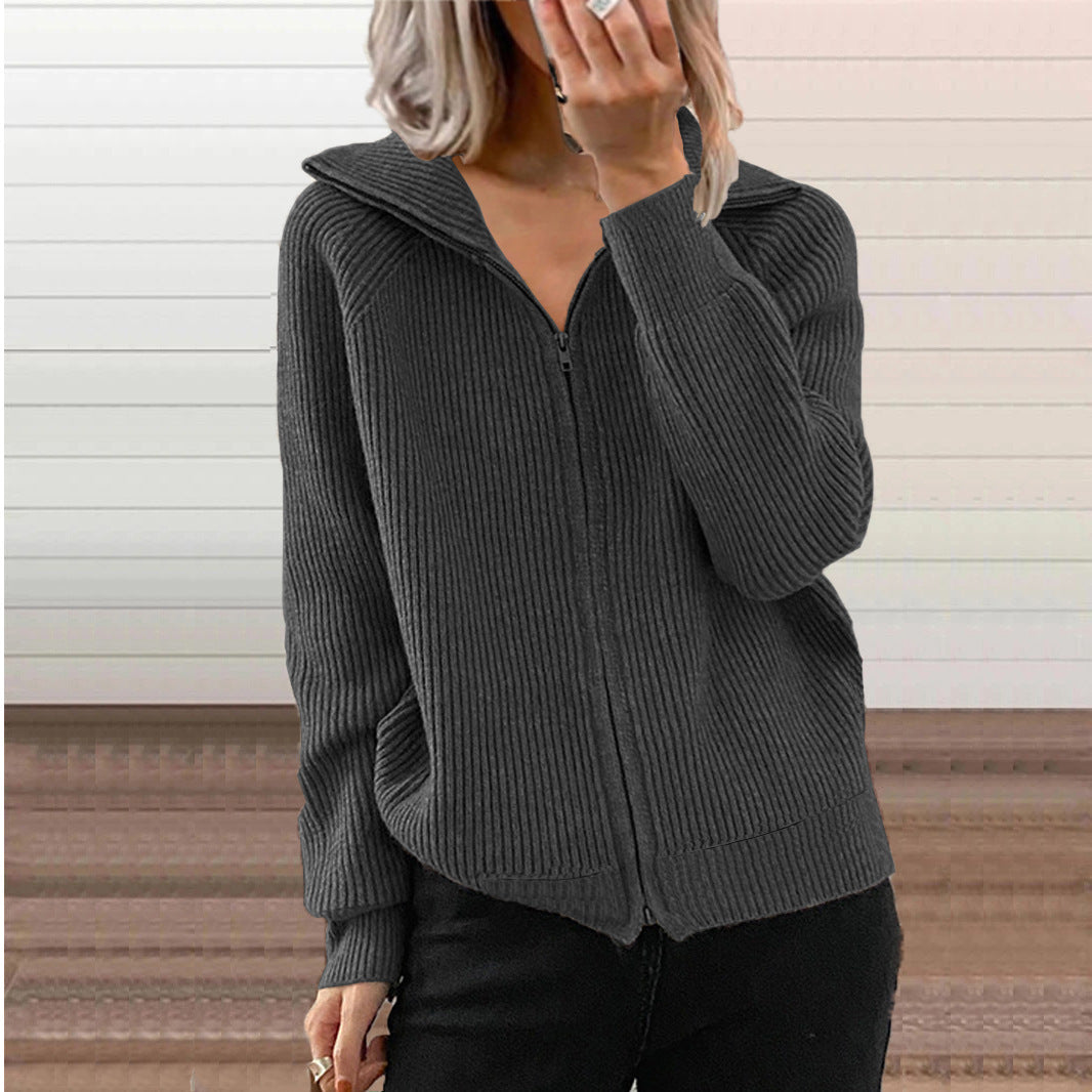 Veste en tricot pour femmes avec capuche et design côtelé texturé Chic und Stil