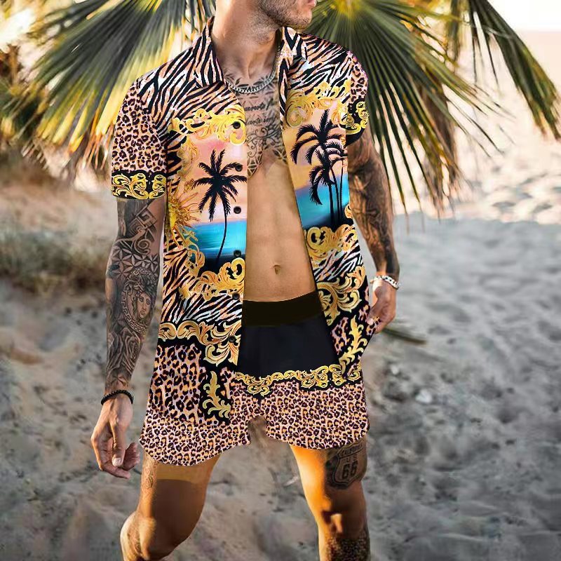 Hommes ensemble de plage à motifs à manches courtes élégant Chic und Stil