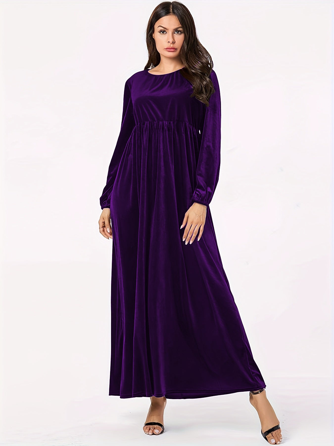 Robe maxi pour femmes en velours luxueux avec élégant drapé Chic und Stil