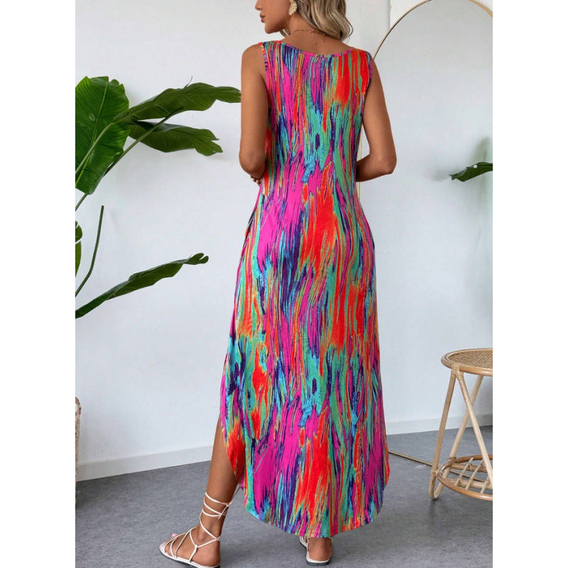 Robe maxi pour femme colorée avec poches latérales Chic und Stil