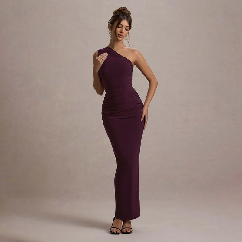 Robe maxi à épaule unique froncée Chic und Stil
