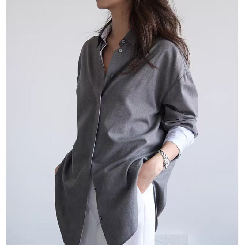 Chemise classique surdimensionnée à boutons pour femmes Chic und Stil