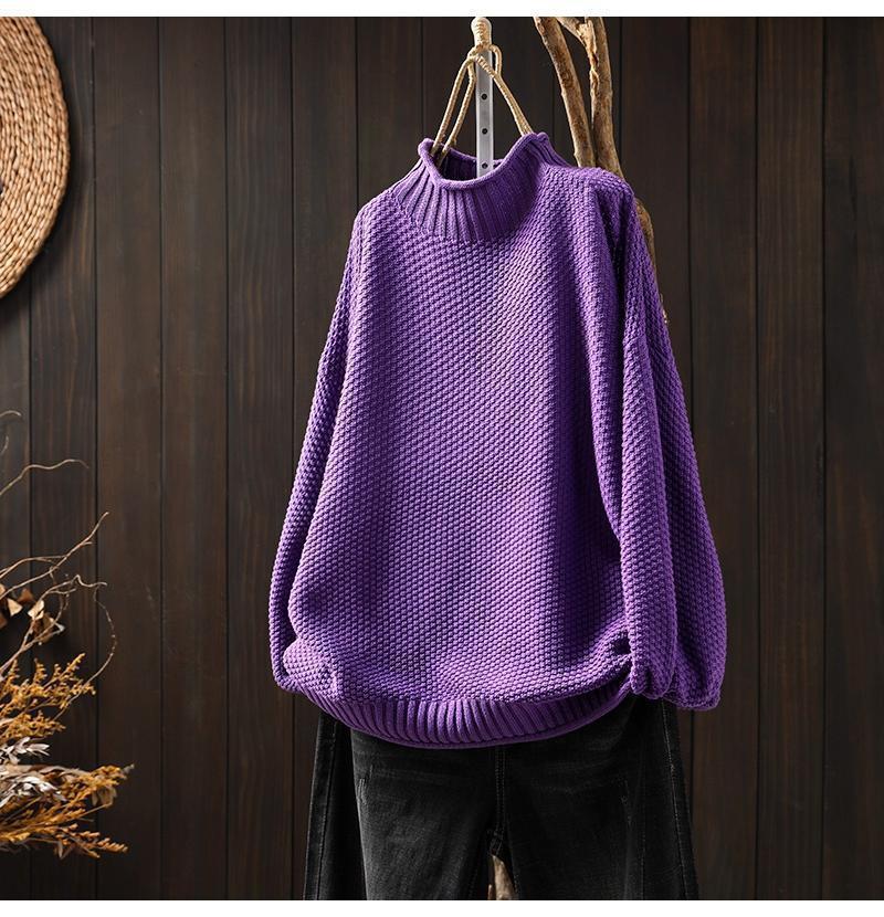 Pull en tricot oversized pour femmes avec col montant Chic und Stil