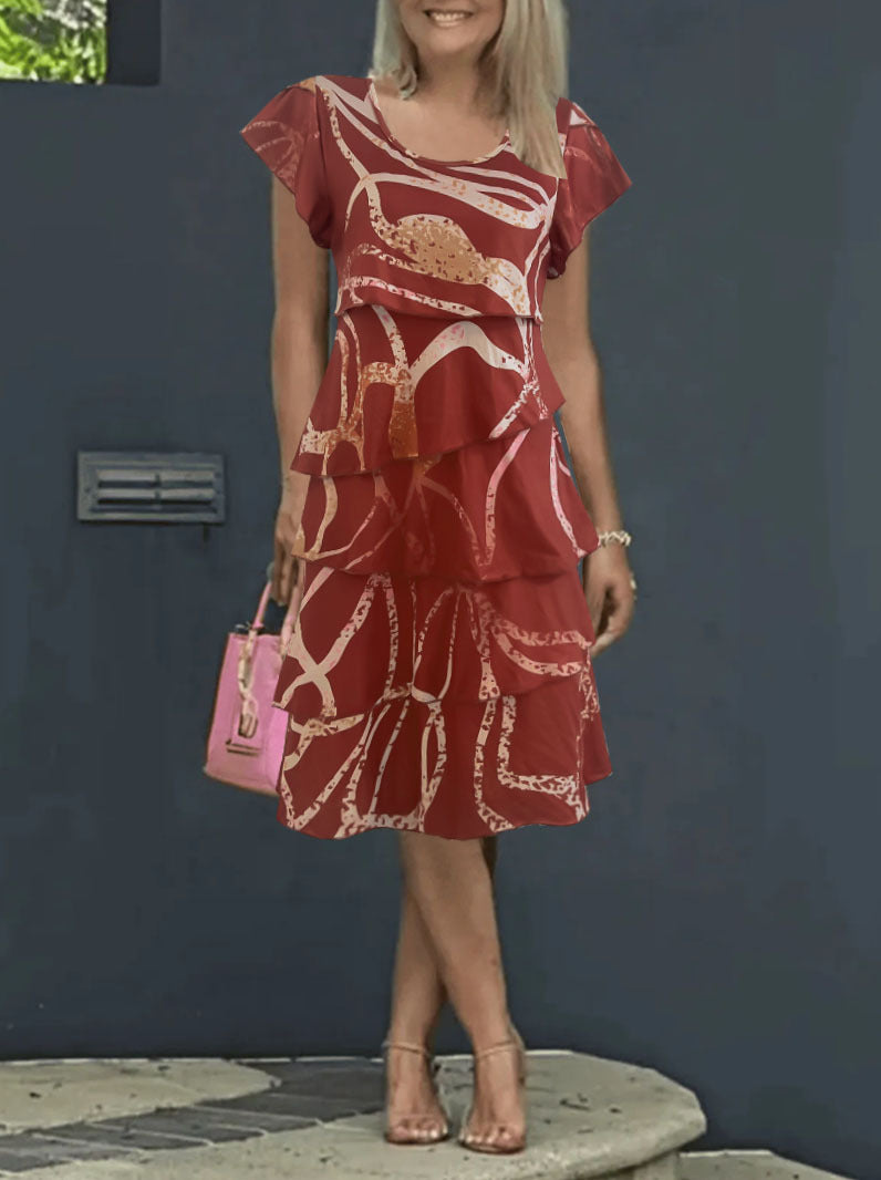Robe portefeuille fluide pour femmes avec un superposition élégante et un motif unique Chic und Stil