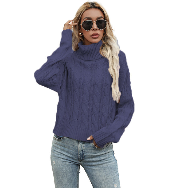 Pull en grosse maille pour femmes avec col roulé haut et motif torsadé marqué Chic und Stil